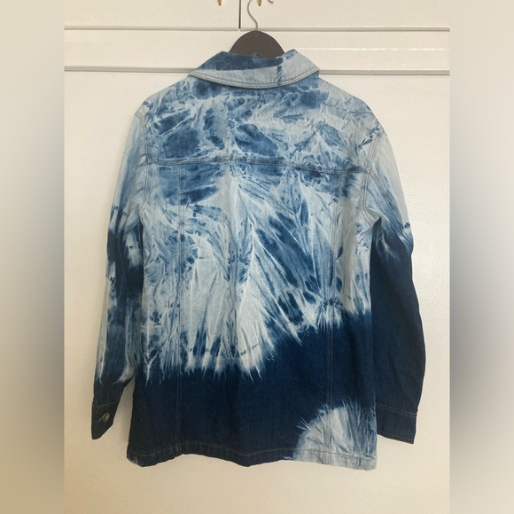 Anthropologie Avec Les Filles Shiloh oversized tie dye denim shirt jacket Small - Picture 5 of 7